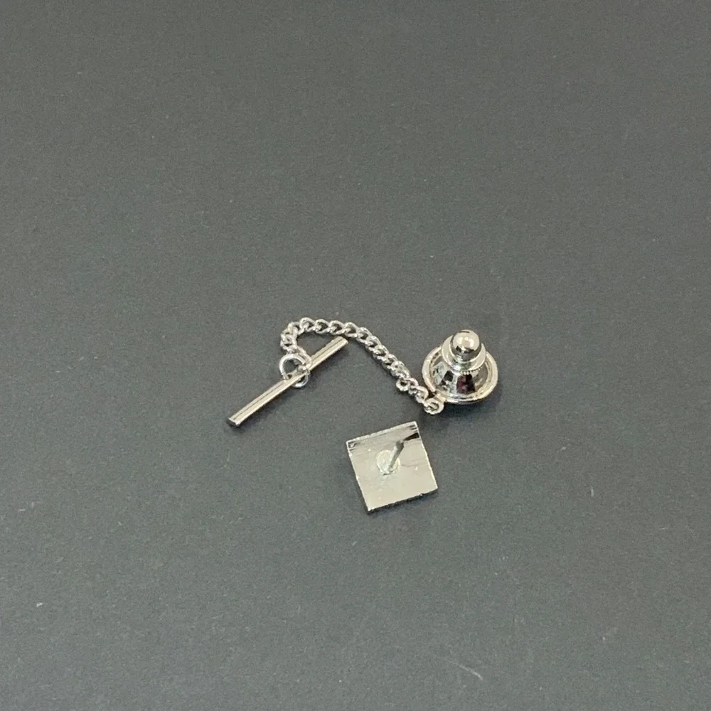 Vintage Silver Tone Textured Bark Pattern Cufflinks and Tie Tack Set Mens Formal
